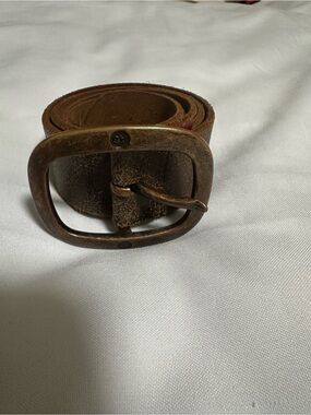 Adriano Goldschmied Brown italian Leather Men’s Belt with Antique Brass Buckle